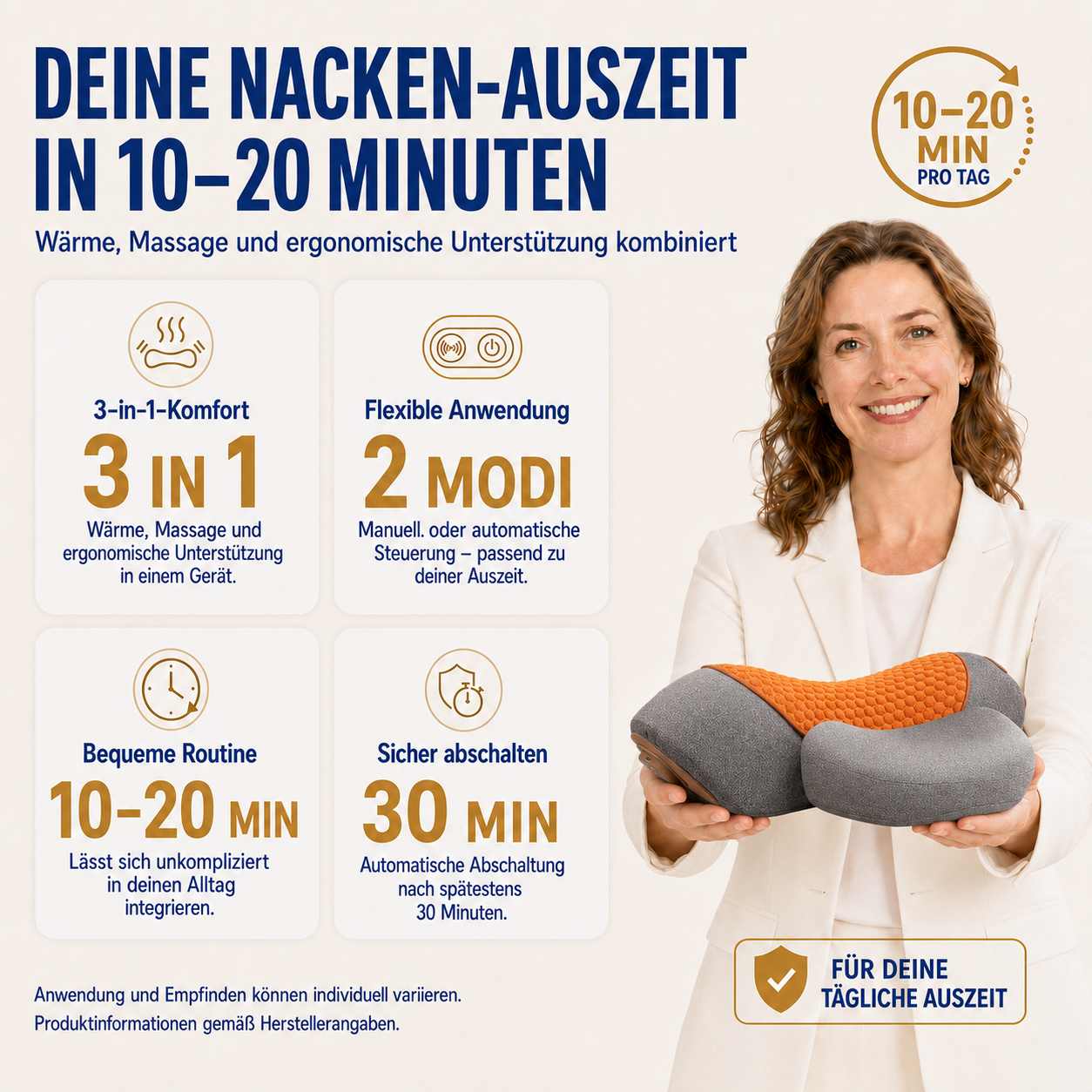 Alazo NeckRelax Pro™ - 3 in 1 Nackenmassage: Wärme & Ruhe